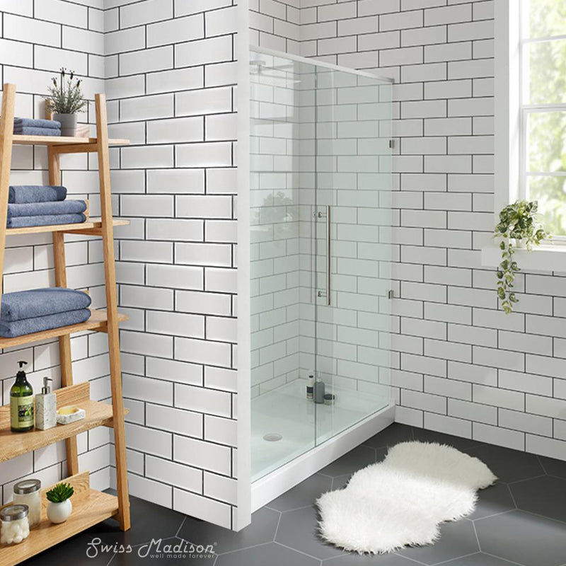 Voltaire 48" x 32" Acrylic White, Single-Threshold, Center Drain, Shower Base