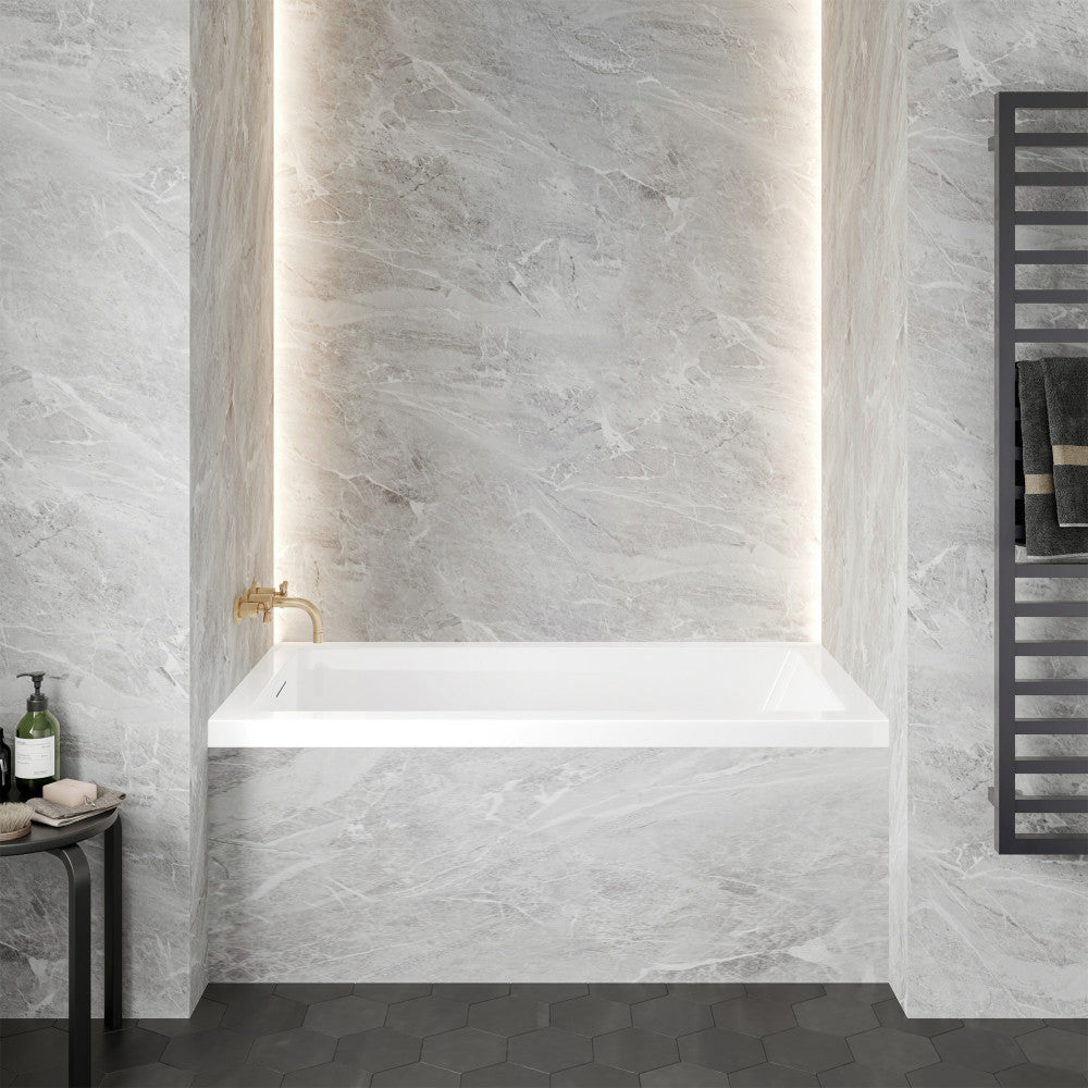 Voltaire 54 x 30 Left Drain Soaking Alcove Bathtub in Glossy White with Integrated Overflow, Drain Included