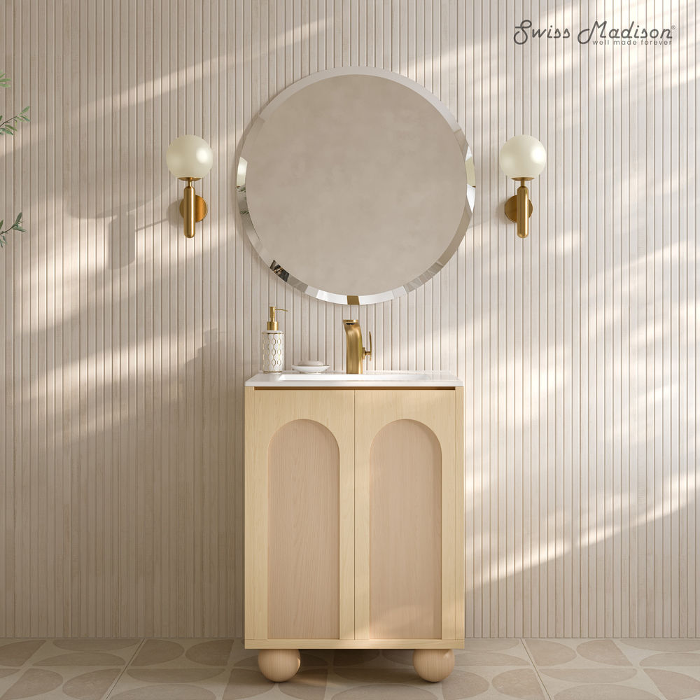Porte 24" Freestanding Bathroom Vanity in Natural Oak with Sink Top