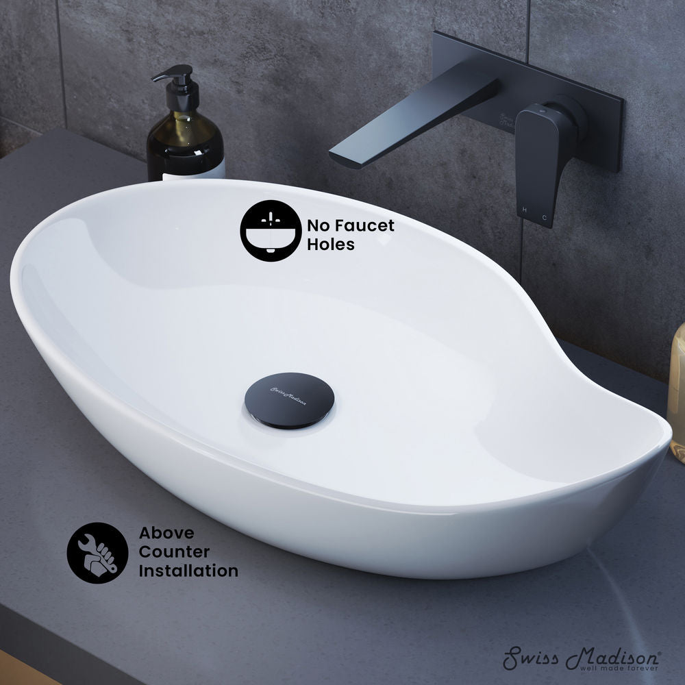 Daxton Glossy White Ceramic Specialty Vessel Sink 25.5 in