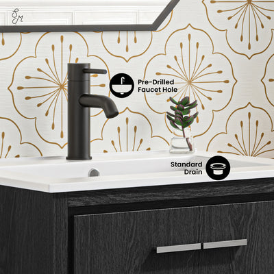 Virage 24" Freestanding Bathroom Vanity in Black Oak with Sink Top