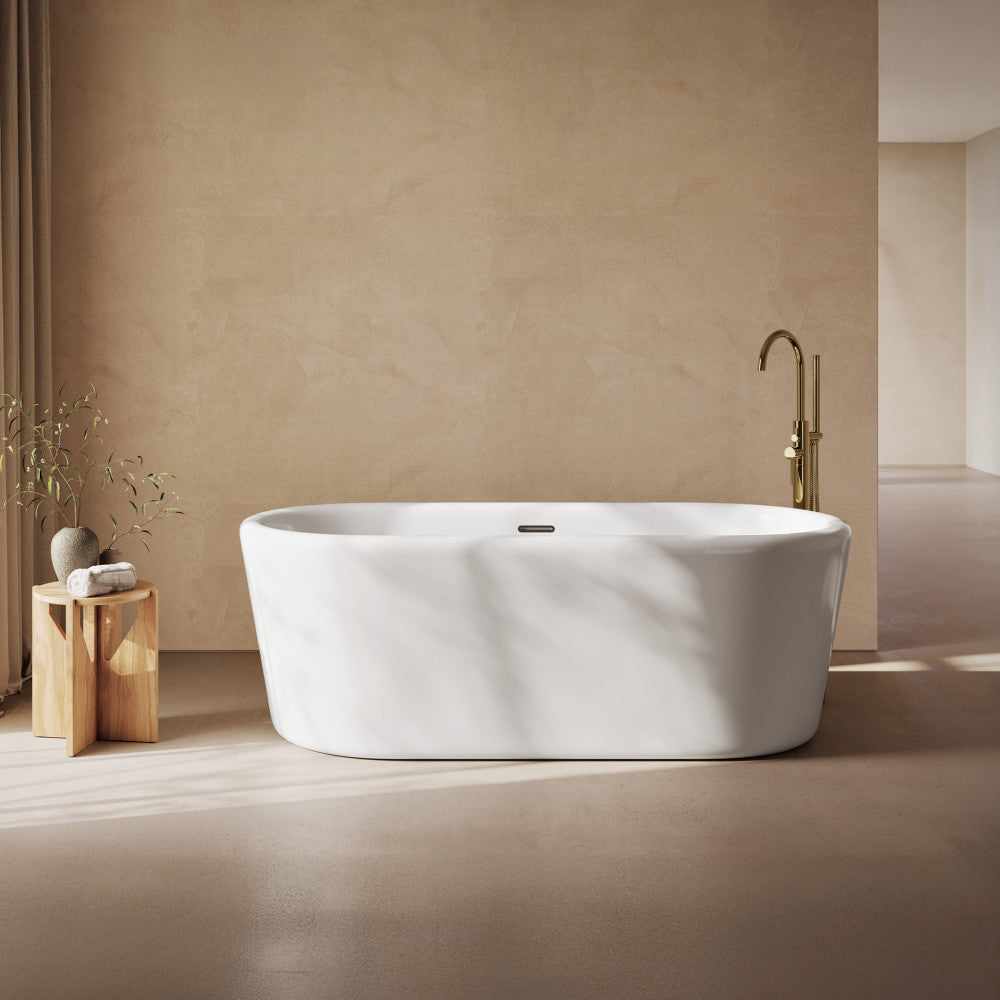 Nanterre 68" Soaking Freestanding Bathtub in Glossy White, Drain Included