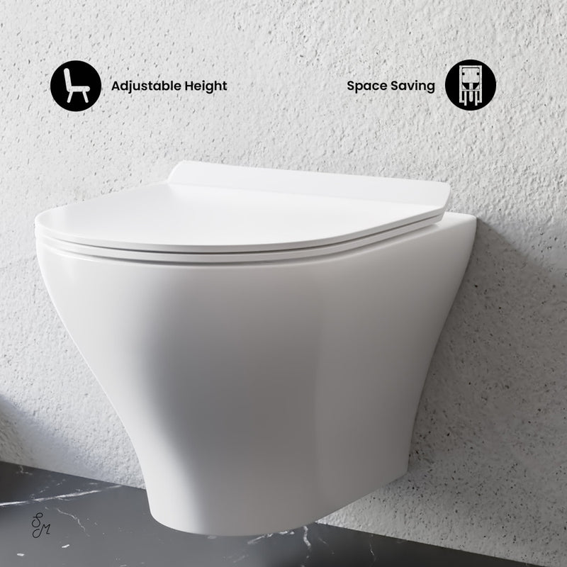 Monaco Wall-Hung Toilet Bundle 0.8/1.6 GPF Dual Flush in Glossy White with White Flush Plate