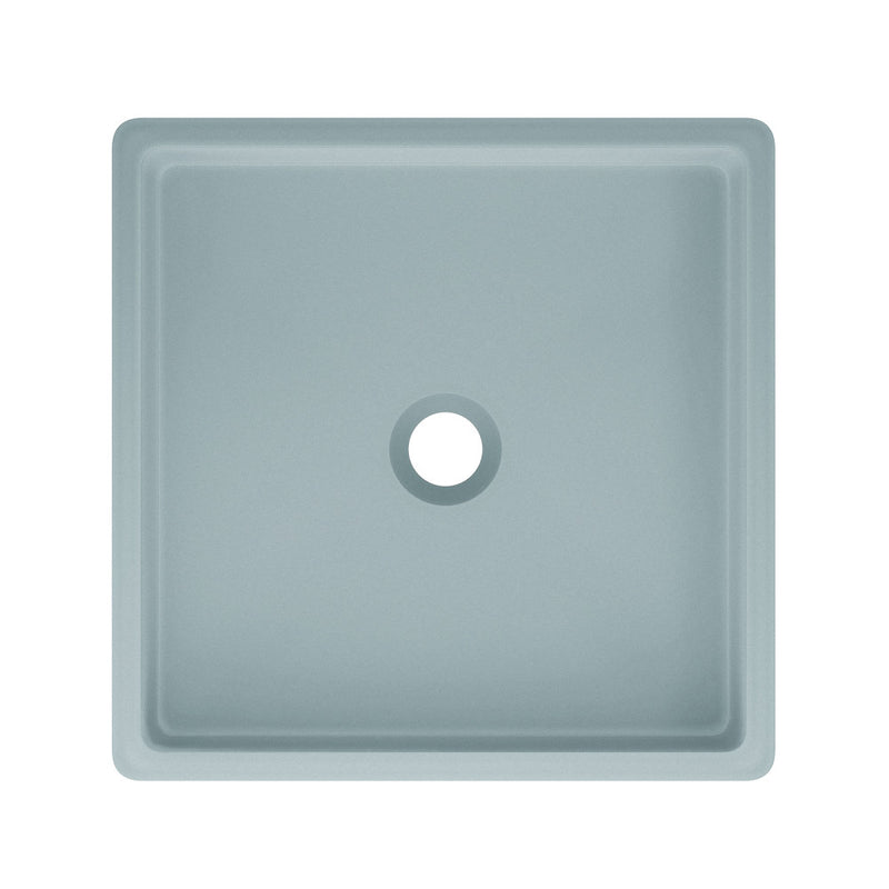 Lisse 15.5" Concrete Square Vessel Sink in Matte Powder Blue