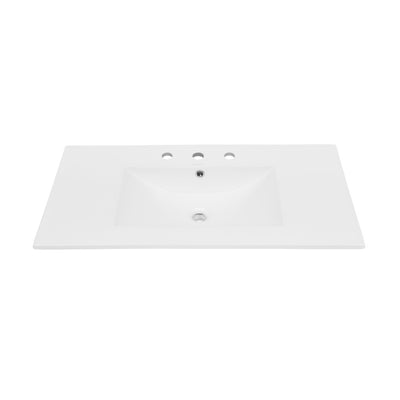 36" Ceramic Vanity Top with Three Faucet Holes