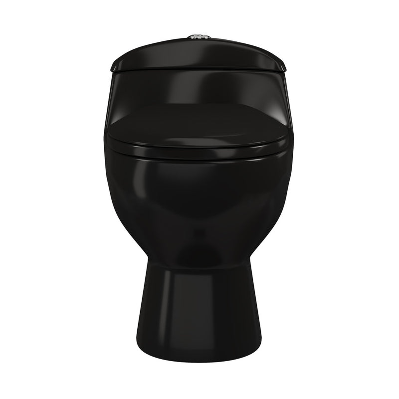 Chateau One-Piece Elongated Toilet Dual-Flush in Glossy Black 1.1/1.6 gpf