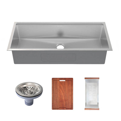 Rivage 45 x 19 Single Basin Undermount Kitchen Workstation Sink