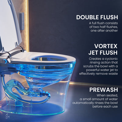 Viro Smart Tankless Elongated Toilet and Bidet, Touchless Vortex Dual-Flush 1.1/1.6 gpf