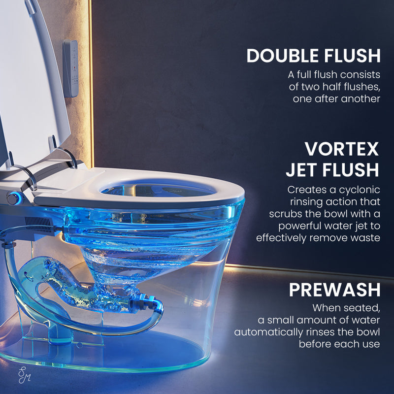 Viro Smart Tankless Elongated Toilet and Bidet, Touchless Vortex Dual-Flush 1.1/1.6 gpf