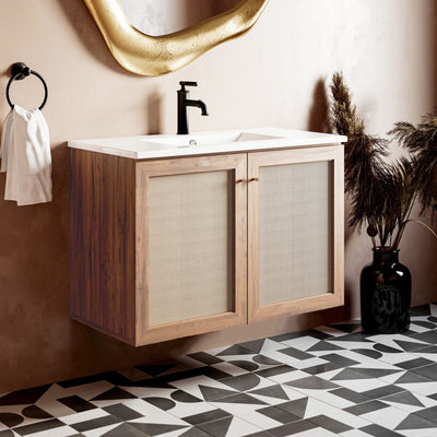 Classe 36" Wall-Mounted Bathroom Vanity in Oak