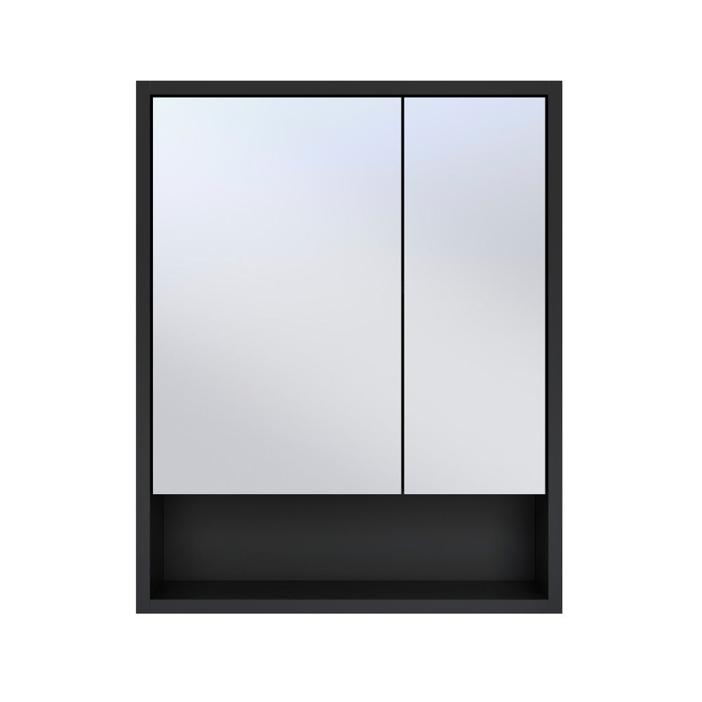 Delice 24 x 30 Rectangular Wall Mount Medicine Cabinet in Black with Open Shelf