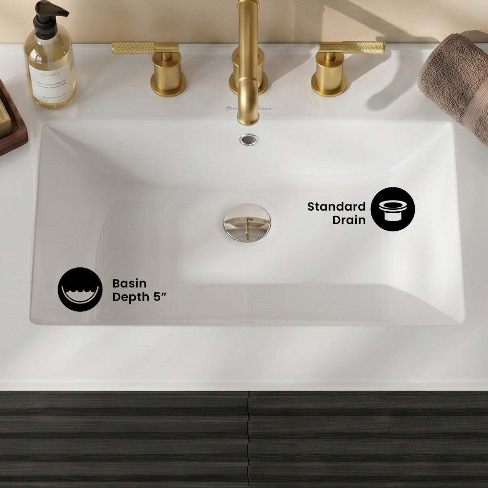 30" 3-Hole Centerset Vanity Sink Top in Glossy White