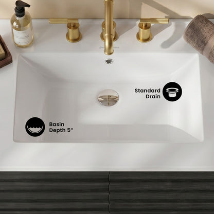 30" 3-Hole Centerset Vanity Sink Top in Glossy White