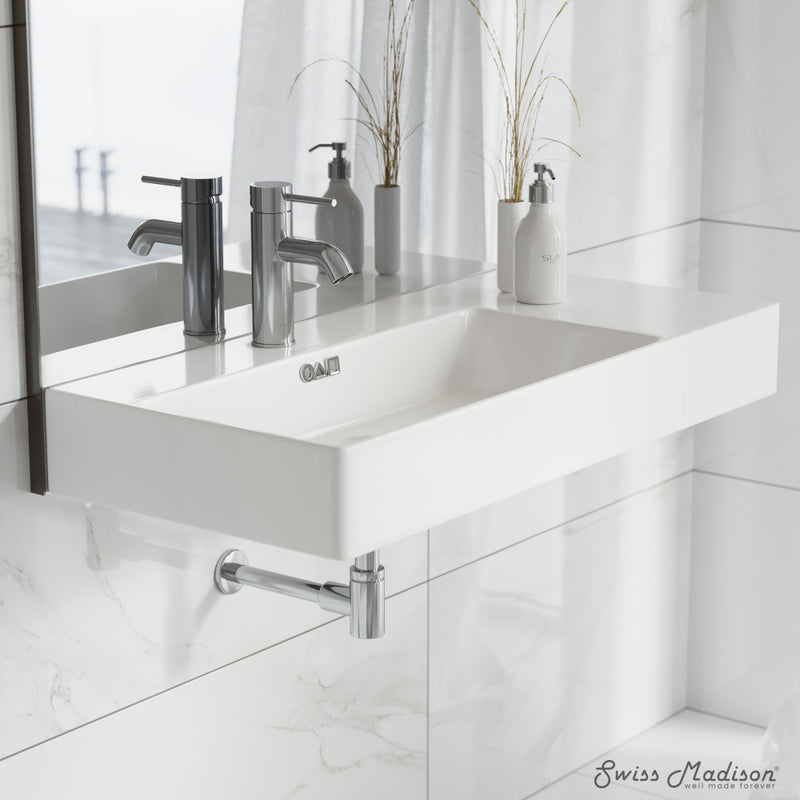St. Tropez 36" Rectangle Wall-Mounted Sink with Left Side Faucet Mount