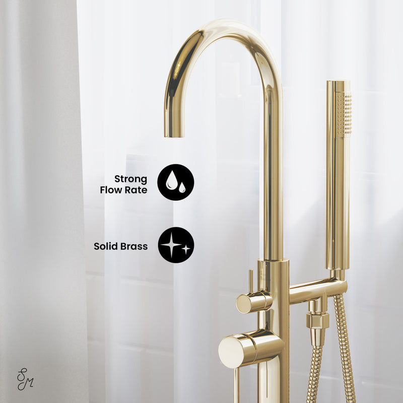 Ivy Freestanding Bathtub Faucet in Brushed Gold