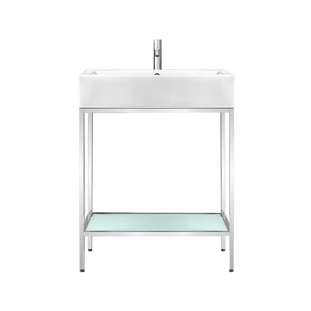 Pierre 24" Open Shelf Chrome Frame Freestanding Bathroom Vanity with Sink Top