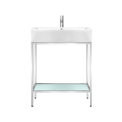 Pierre 24" Open Shelf Chrome Frame Freestanding Bathroom Vanity with Sink Top