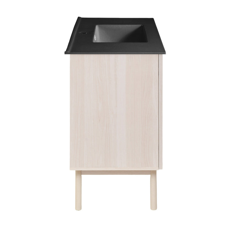 Classe 36 in. White Oak Bathroom Vanity With Black Ceramic Sink Top