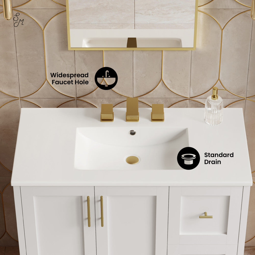 Forme 36" Modular Freestanding Bathroom Vanity with 3-Hole Widespread Top in White