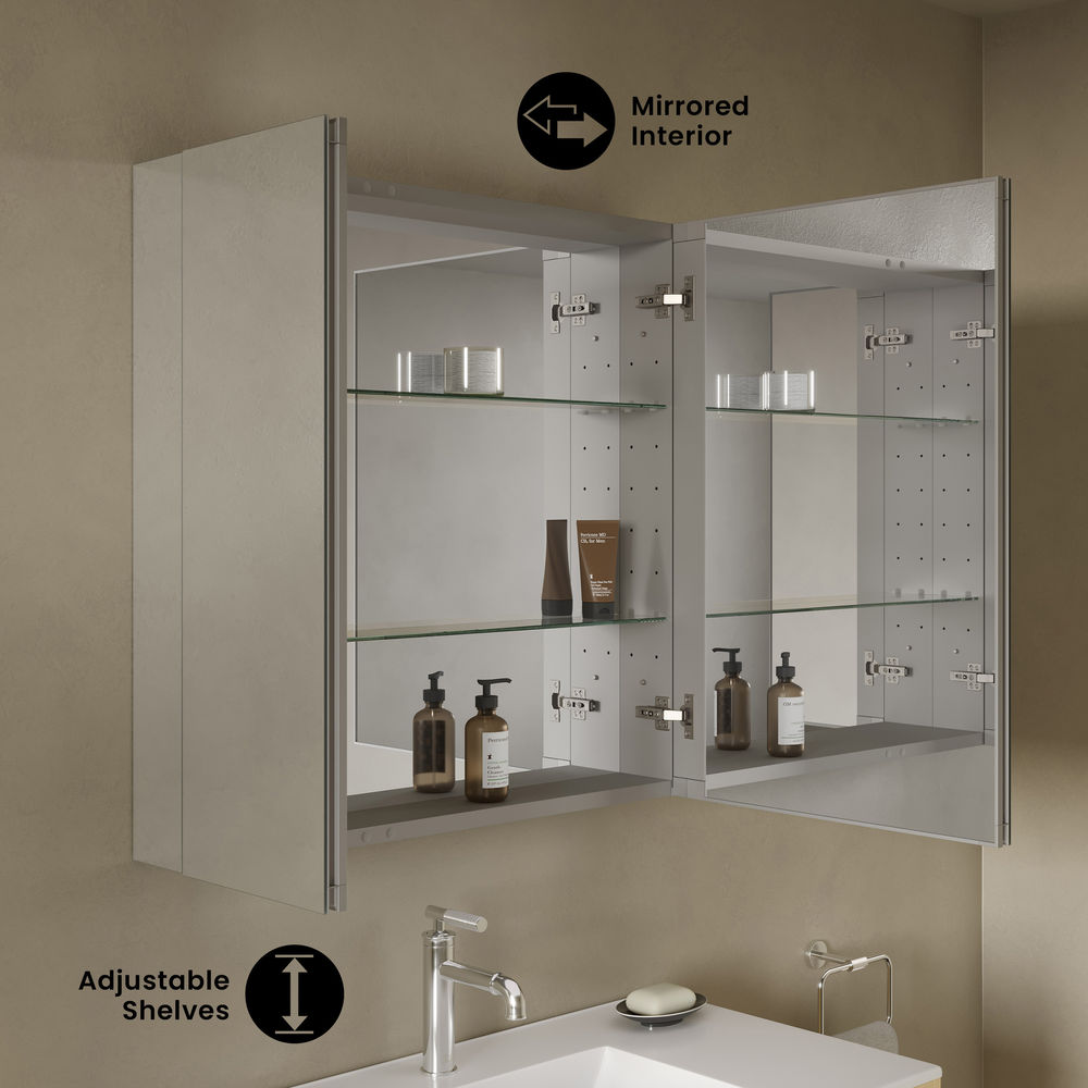 Cache 30 x 30 Rectangle Recessed/Wall Mount Medicine Cabinet with Mirrored Sides