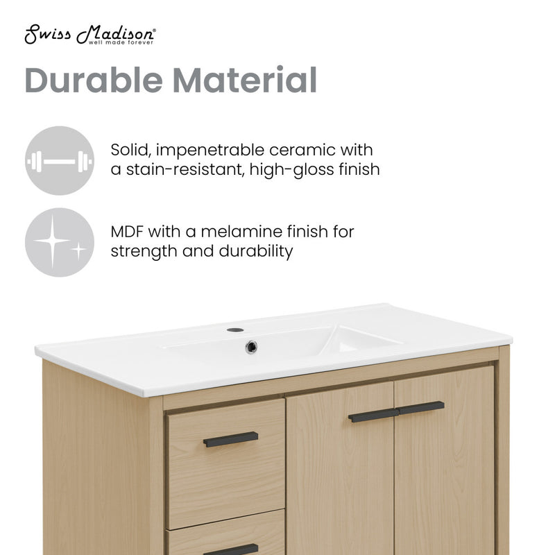 Virage 36" Freestanding, Bathroom Vanity in Oak