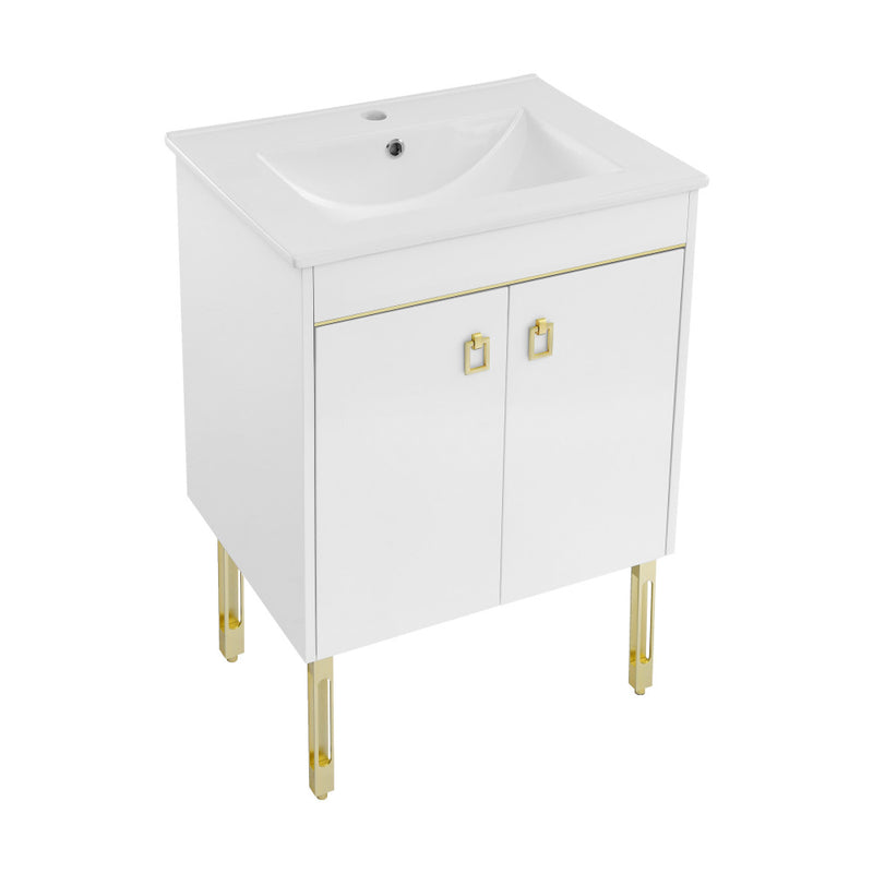 Lumiére 24" Freestanding Bathroom Vanity in White with Sink Top