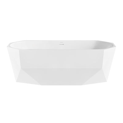 Brusque 67" Diamond Shaped Soaking Freestanding Bathtub in Glossy White, Drain Included