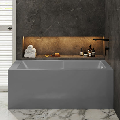 Voltaire 60 x 32 Right Drain Soaking Alcove Corner Apron Bathtub in Glossy Gray