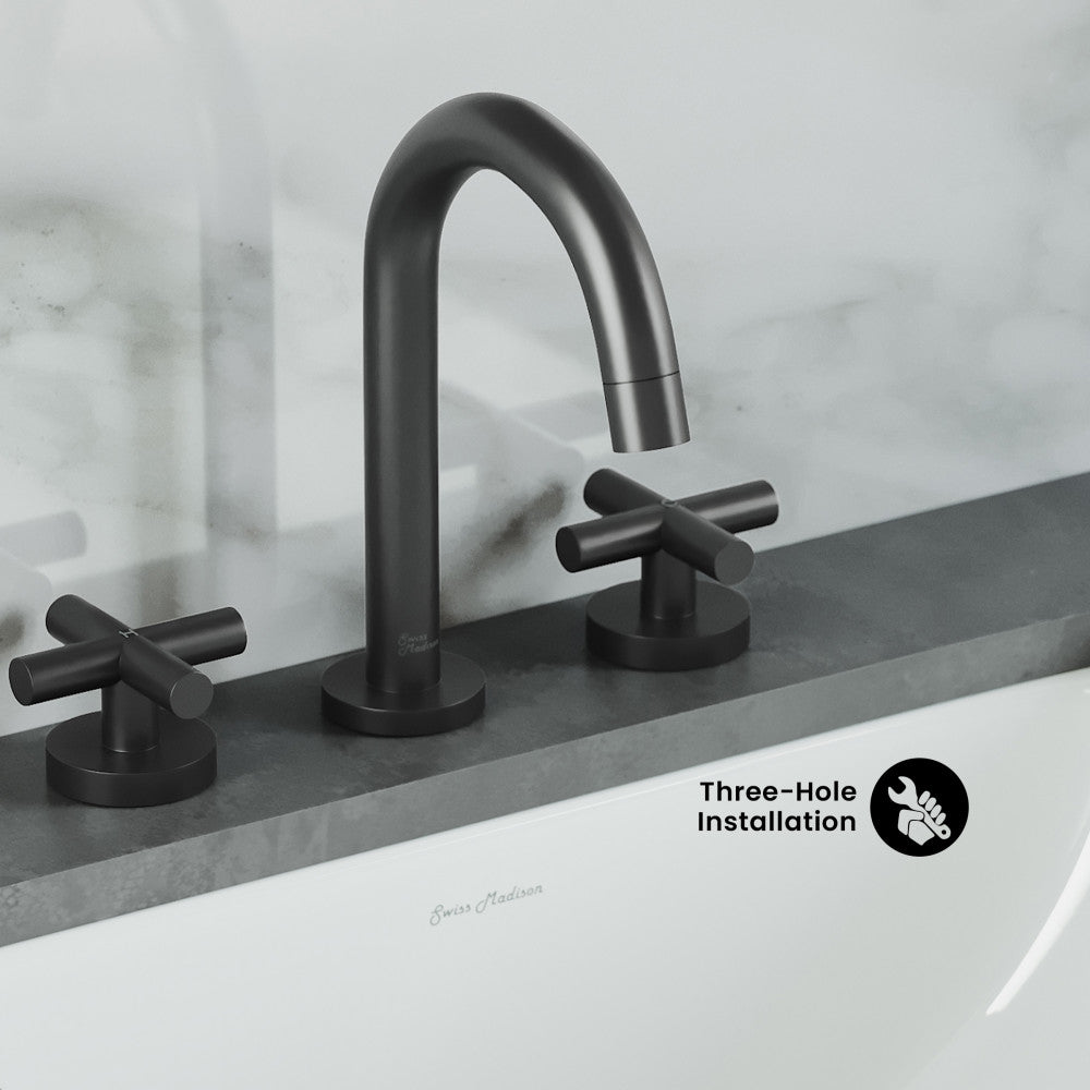 Ivy Courte 8 in. Widespread, Cross Handle, Bathroom Faucet in Matte Black