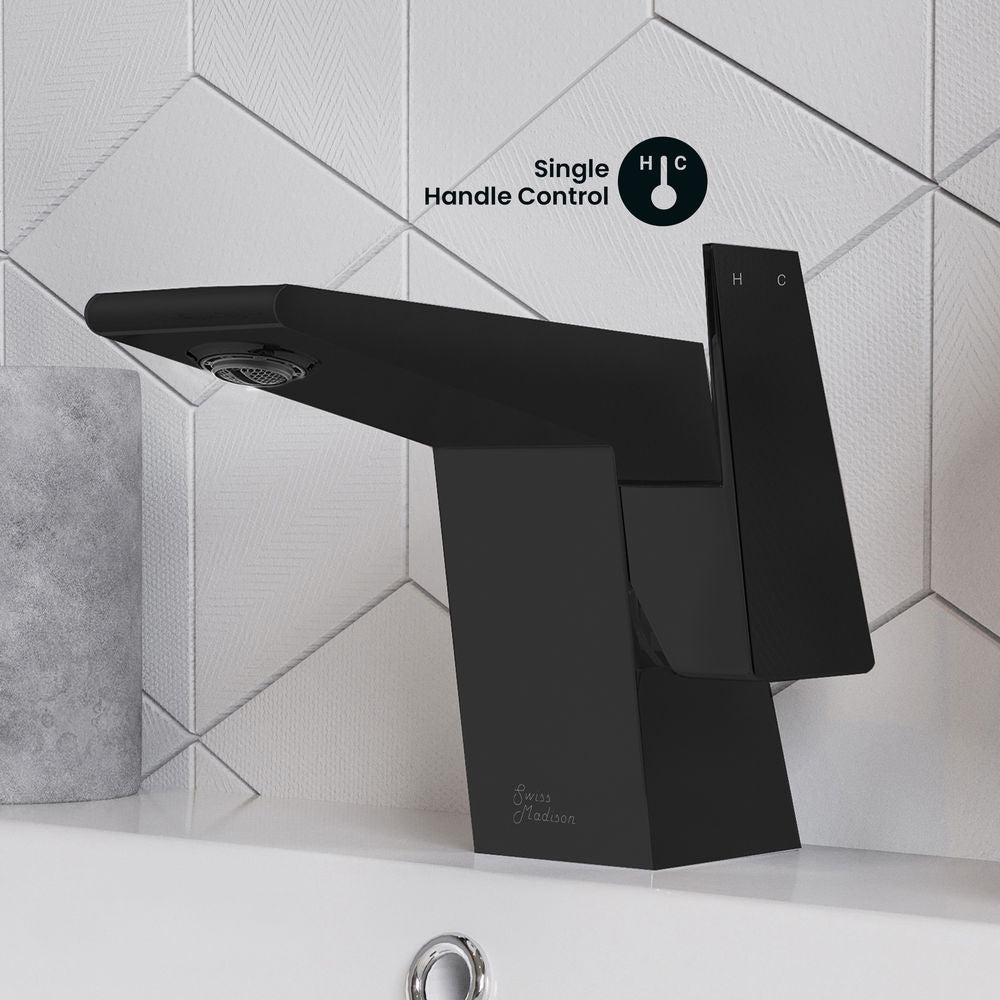 Carre Single Hole, Single-Handle, Bathroom Faucet in Matte Black