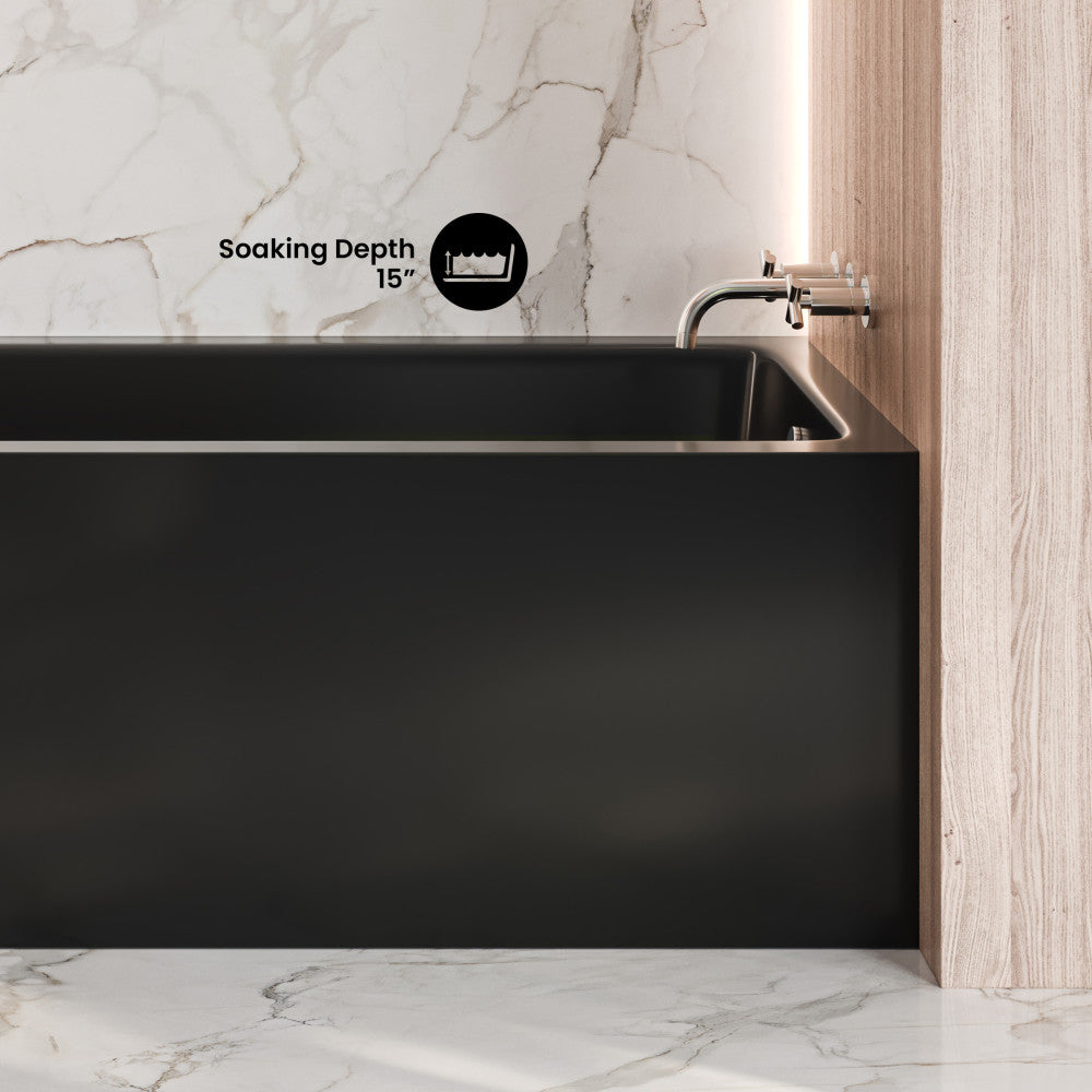 Voltaire 54 x 30 Skirted Right Drain Soaking Apron Bathtub in Glossy Black