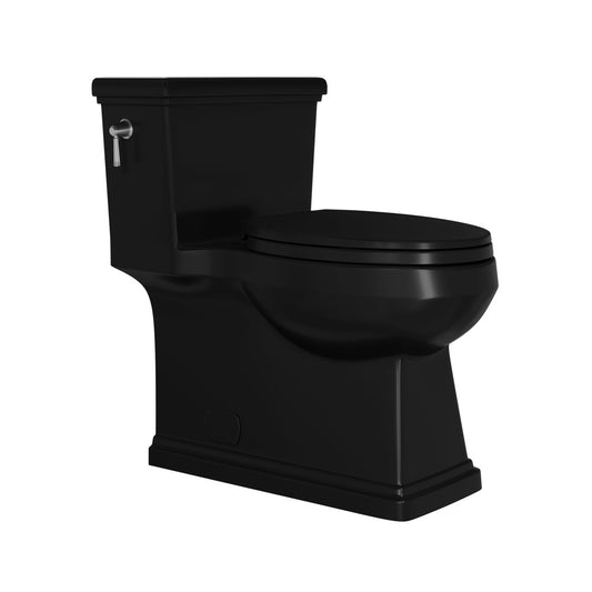 Voltaire II One-Piece 12" Rough-in 1.28 GPF Left-Hand Flush ADA Elongated Toilet in Glossy Black, Nano-Glaze