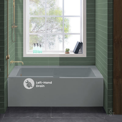 Voltaire 60" x 32" Left-Hand Drain Alcove Bathtub with Apron and Armrest in Matte Grey