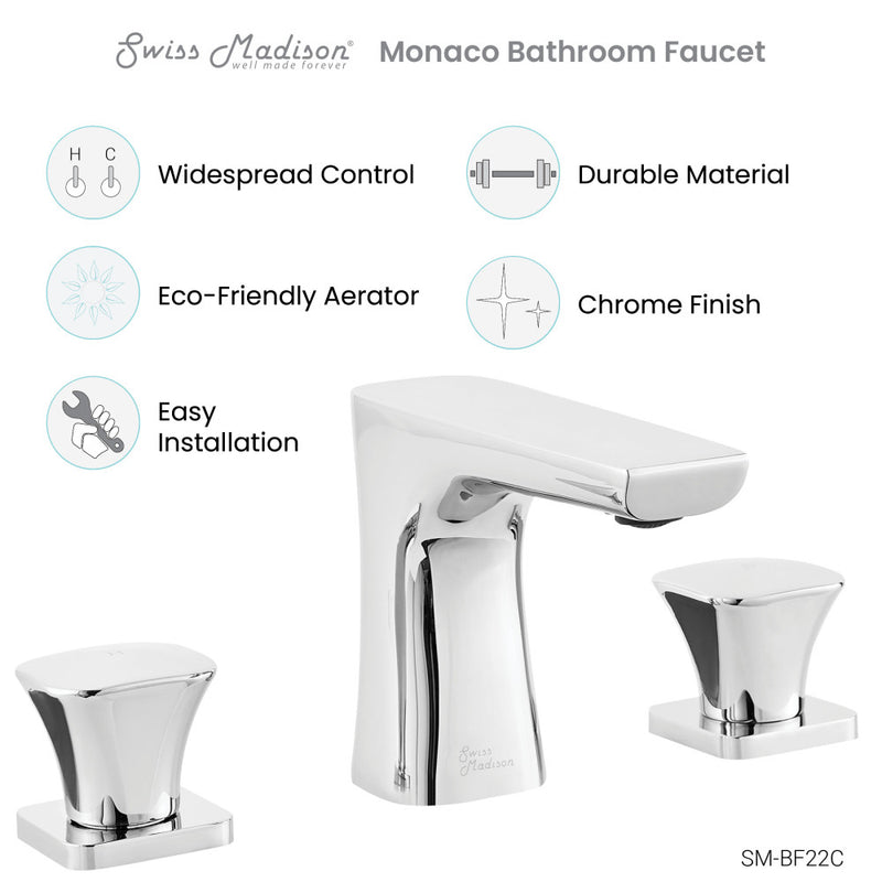 Monaco 8 in. Widespread, 2-Handle, Bathroom Faucet in Chrome