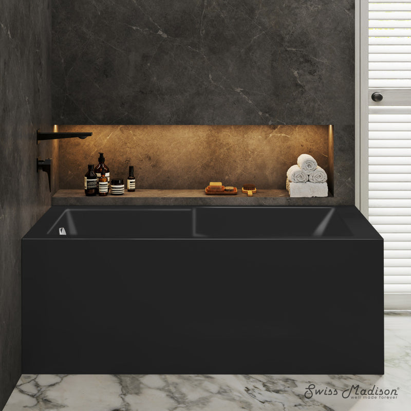Claire 60 x 32 Left Drain Soaking Alcove Corner Apron Bathtub in Matte Black