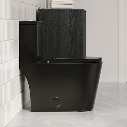 Dreux One-Piece 12" Rough-in .95/1.28 GPF Dual Top Flush Elongated Toilet in Glossy Black