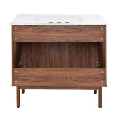 Classe 36" Freestanding Bathroom Vanity in Brown Oak with 3-Hole Widespread Sink Top