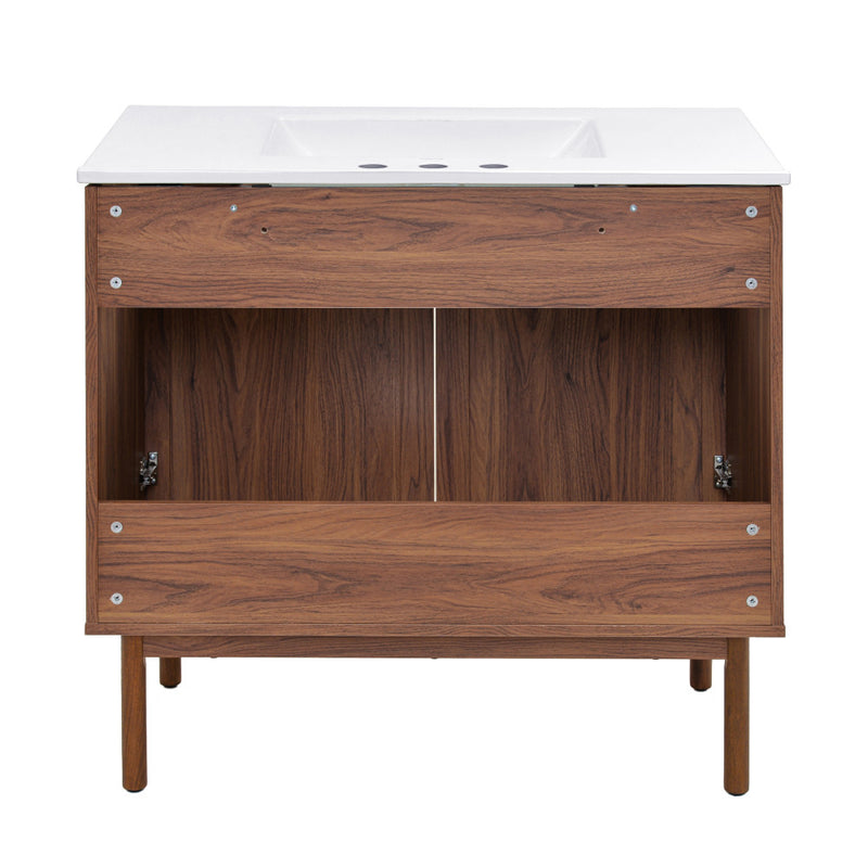 Classe 36" Freestanding Bathroom Vanity in Brown Oak with 3-Hole Widespread Sink Top