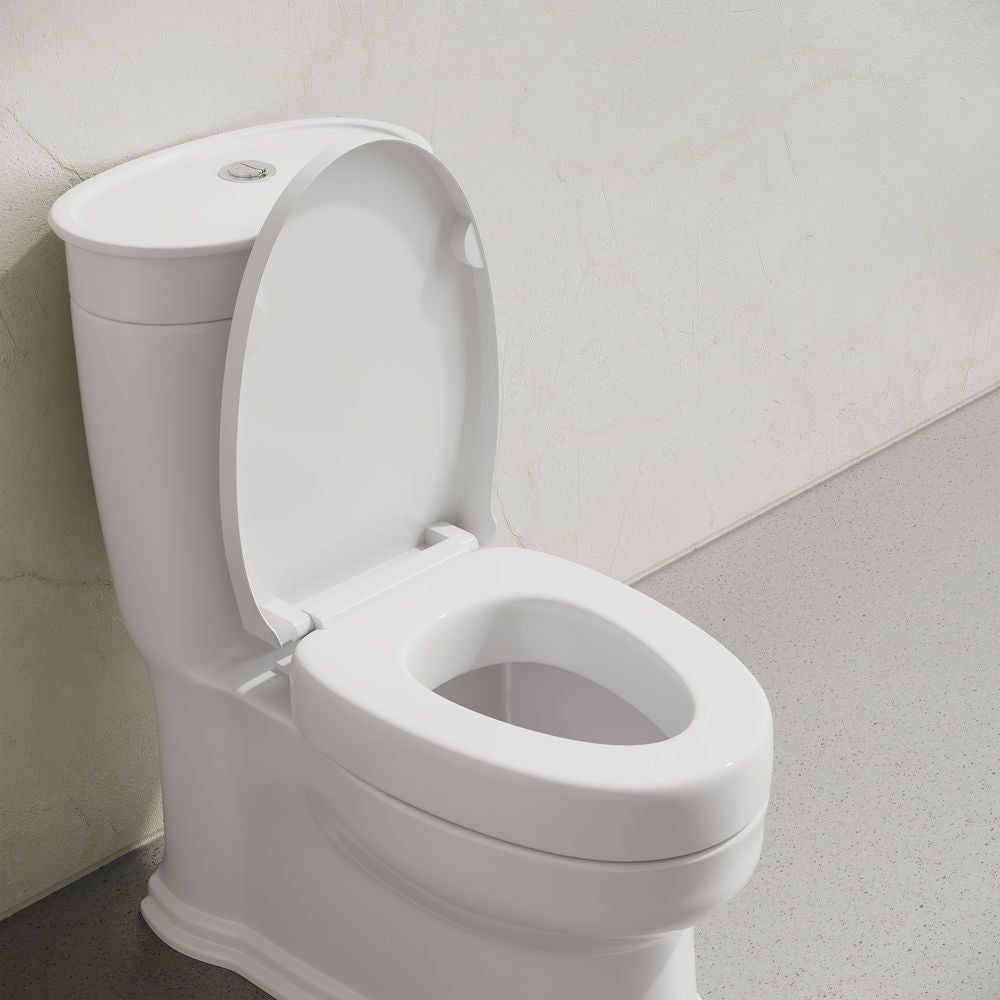 Ryse 3 in. Raised Elongated Soft Close ADA Compliant Toilet Seat in Glossy White