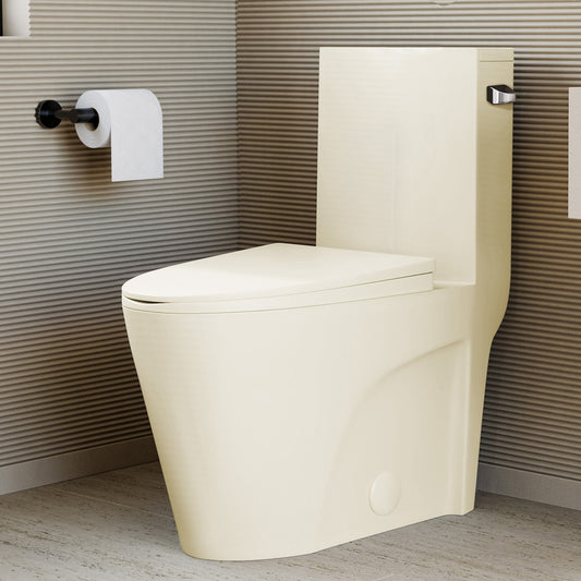 St. Tropez One-Piece 14" Rough-in 1.28 GPF Right-Hand Vortex Flush Elongated Toilet in Glossy Bisque
