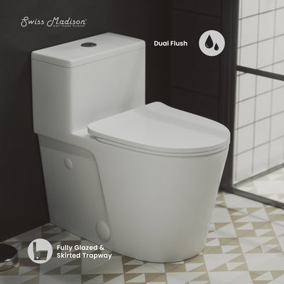 Arles One-Piece Elongated Toilet Vortex Dual-Flush 0.8/1.18 gpf