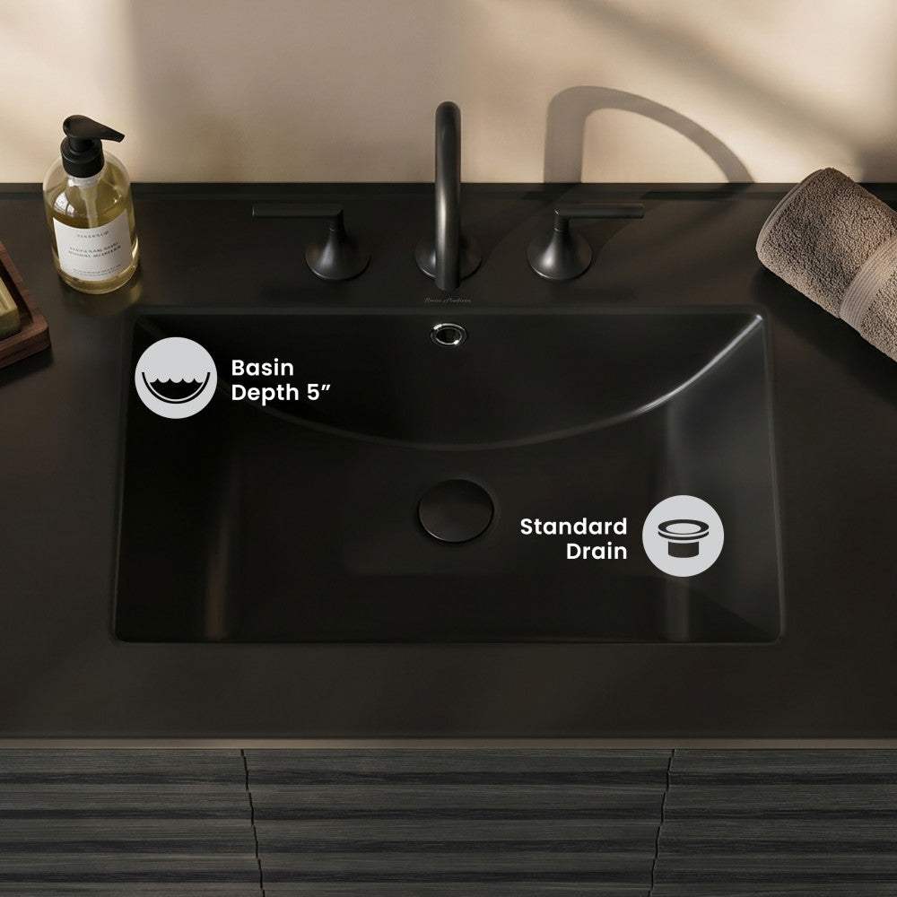36" Ceramic Vanity Top with Single Faucet Hole in Matte Black