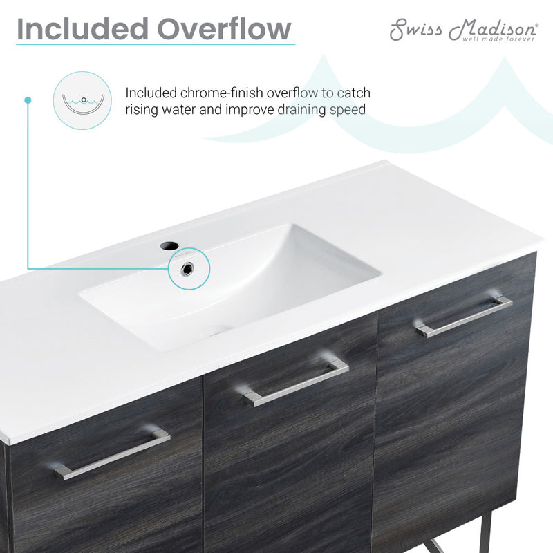 Annecy 48" Freestanding Bathroom Vanity in Black Walnut with Sink Top