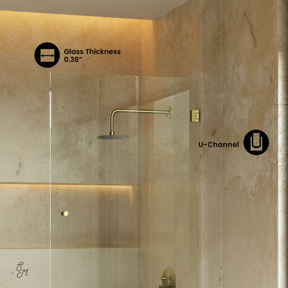 Voltaire 24 x 58 Frameless Pivot 3/8 in. (10mm) Ultra Clear Tempered Glass Tub Door with Gold Brushed Hardware