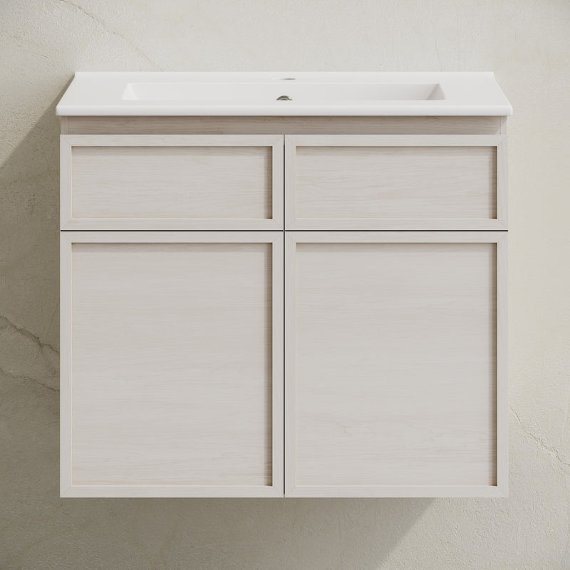 St. Tropez 24" Wall-Mounted Bathroom Vanity in White Oak with Sink Top