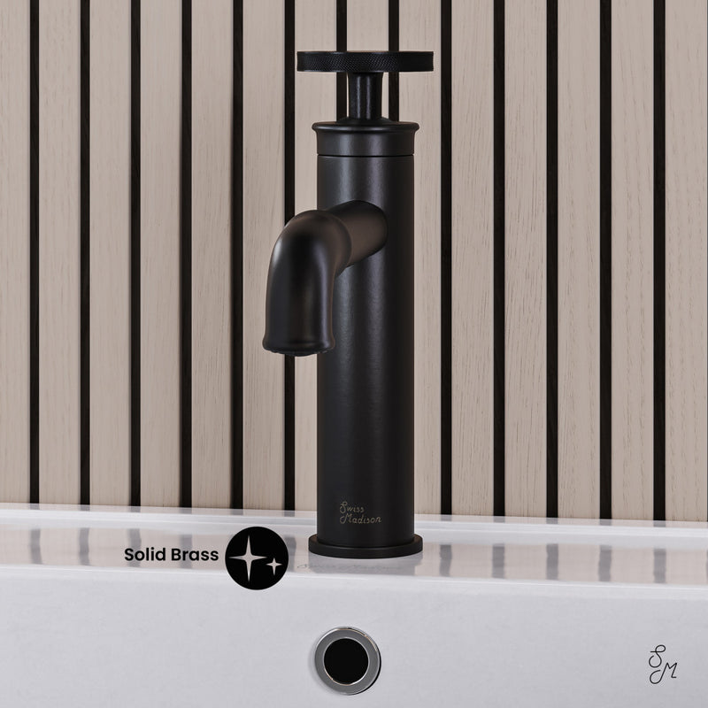 Avallon Single Hole, Single-Handle Wheel, Bathroom Faucet in Matte Black