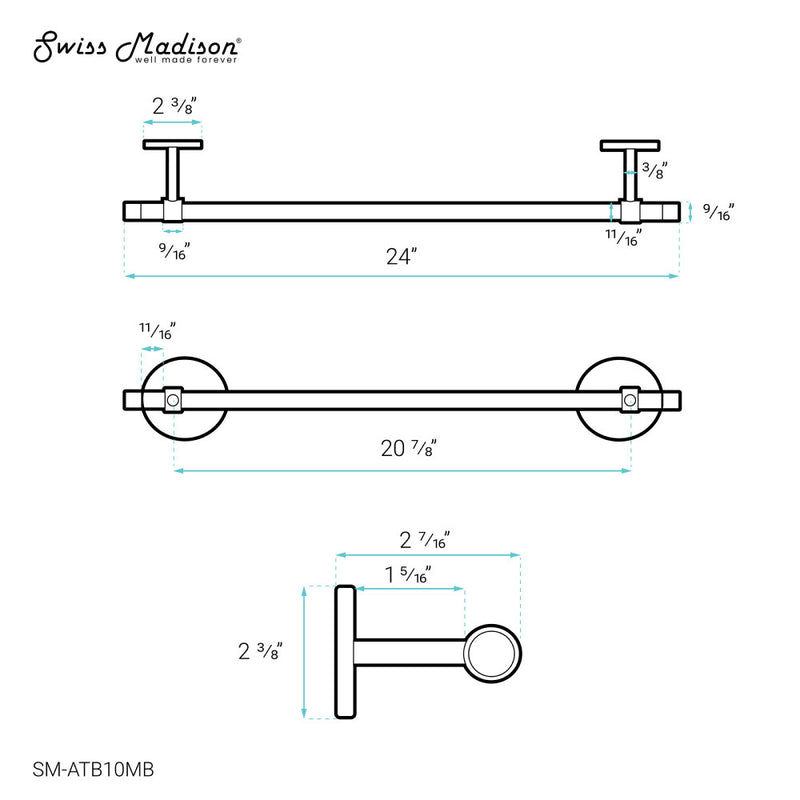 Verre Acrylic Towel Bar in Matte Black