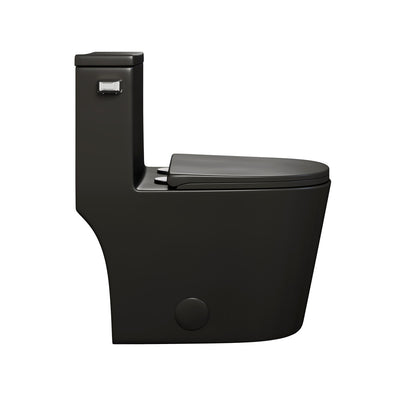 Dreux One-Piece 12" Rough-in 1.28 GPF Left Flush Elongated Toilet in Matte Black