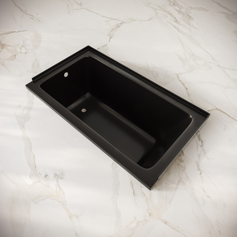 Voltaire 54 x 30 Left Drain Soaking Alcove Bathtub in Glossy Black