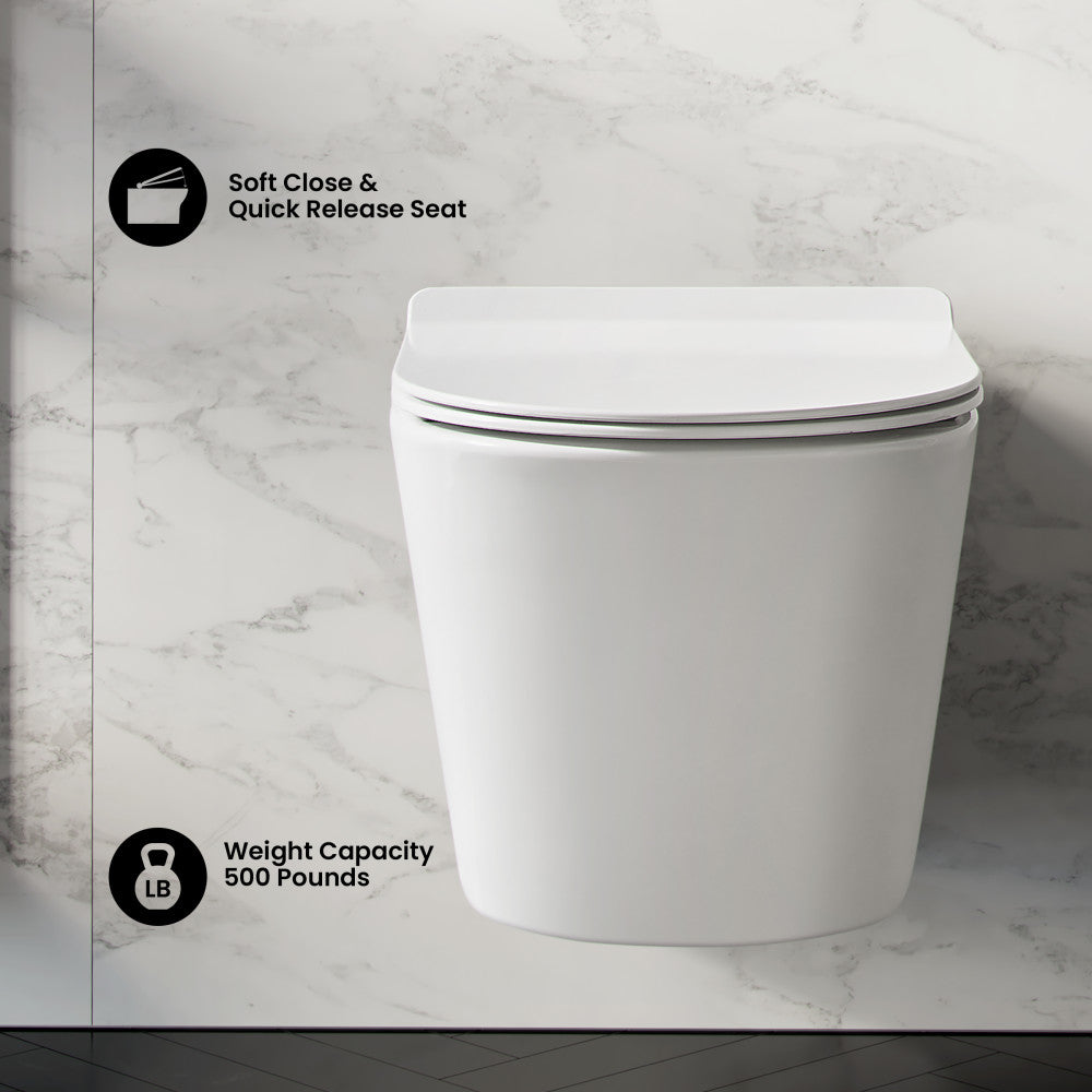 Calice Wall-Hung Toilet Bundle 0.8/1.6 GPF Dual Flush in Glossy White with Flush Plate